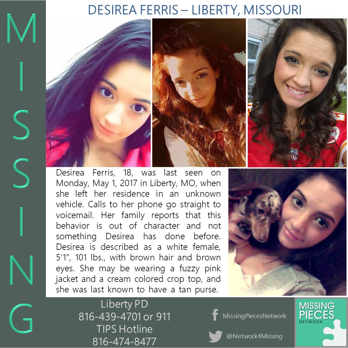 Missing girl, Desirea Ferris, picture and information