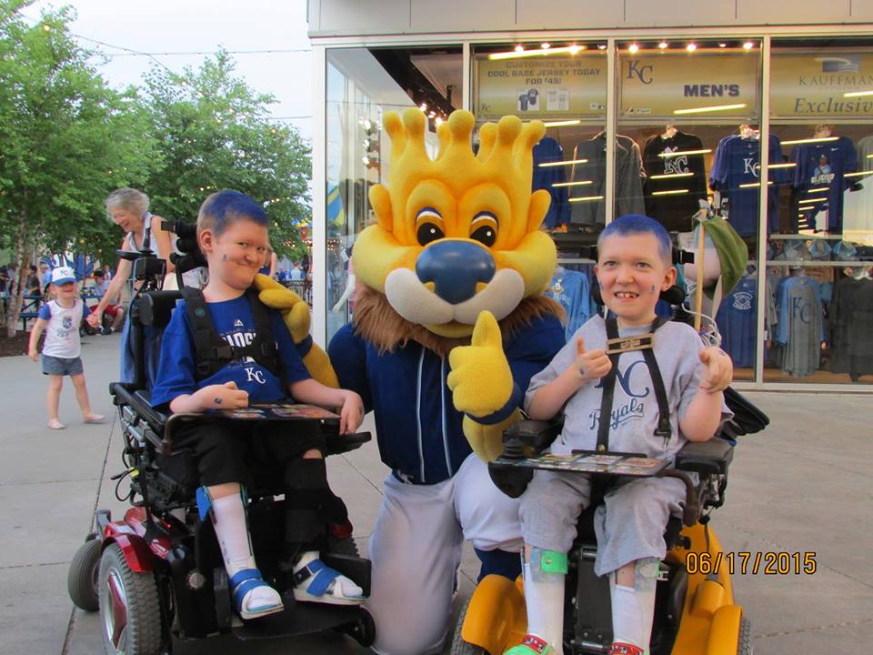 Hunter and Cody pictured with Kansas City Royals Mascot